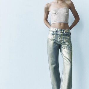 Zara gold foil jean